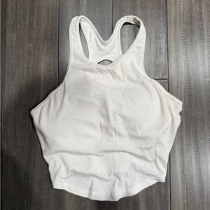 Cropped White Racerback Tank Top